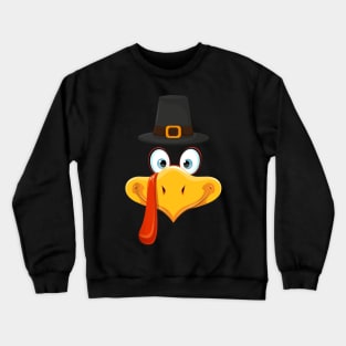 Cute Turkey Face Thanksgiving Mens Boys Kids Crewneck Sweatshirt